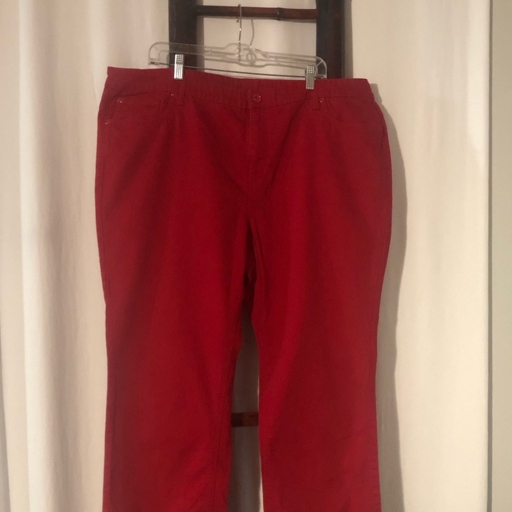 Vibrant Red Jean Pant Plus Size